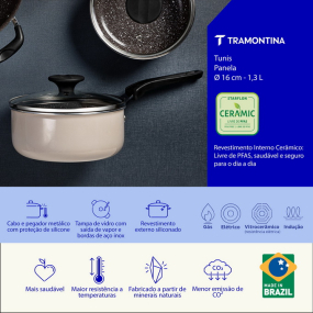 Ковш Tramontina Tunis 16 см, с крышкой, розовый