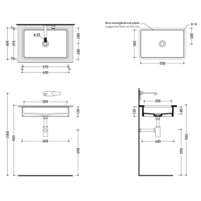 Раковина встраиваемая Flaminia Miniwash 35х55 MW60SP