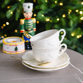 Набор чашек с блюдцами для завтрака Rocaille Blanc 400 мл, 4 предмета