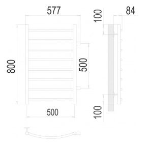 Полотенцесушитель Terminus Классик 60х58, водяной, хром