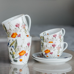 Набор чашек чайных с блюдцами Atollo Flora 230 мл, 8 предметов