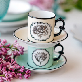 Чашка кофейная с блюдцем Herbariae 97 мл, желтая