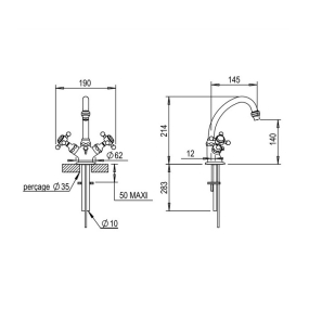 Смеситель для раковины Horus Eloise 02.208 VC, медь