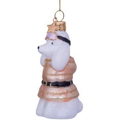 Елочная игрушка "Пудель в золотом" 9 см