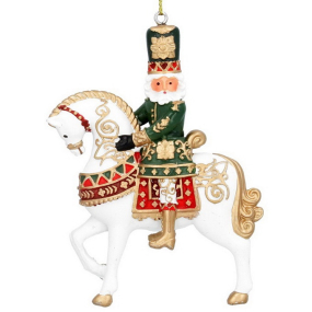 Елочная игрушка "Щелкунчик на коне" 9 см, цвет зеленый