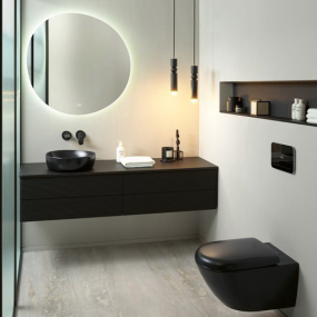 Раковина накладная Villeroy & Boch Antao 40х40, CeramicPlus,4A7240R7, TitanCeram, Pure Black