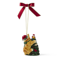 Елочная игрушка Spode Christmas Tree Ornaments "Кот и елка" 8 см