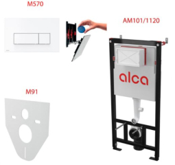 Комплект инсталляции Alca AM101/1120 + Кнопка Thin M570, белая, 4в1