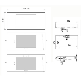 Раковина Holbi Polaris SR 140х55, из Soft Rock, белая матовая, с сифоном