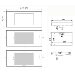 Раковина Holbi Polaris SR 140х55, из Soft Rock, белая матовая, с сифоном