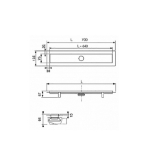 Дренажный канал TECElinus 15103070, 70 см, комплект, с основой для плитки