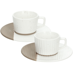 Набор чашек для эспрессо с блюдцами Rice 90 мл, 4 предмета, бежевый