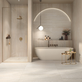 Керамогранит Panaria Perpetual 60х120 Strutturato, Travertino Ivory, 9 мм