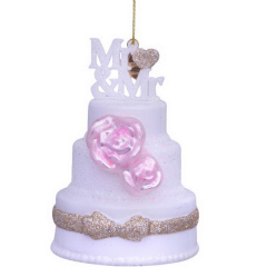 Елочная игрушка "Свадебный торт Mr&Mr" 9,5см