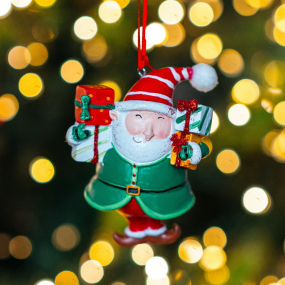 Игрушка на елку "Веселый эльф в зеленом кафтане" 9,4 см