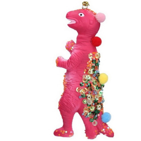 Игрушка на елку "Динозавр розовый" 11 см