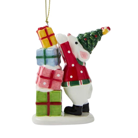 Елочная игрушка Spode Christmas Tree Ornaments "Мышка с подарками" 9 см