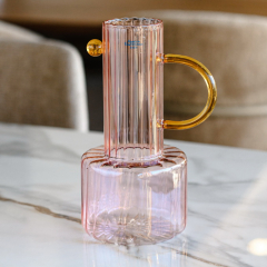 Ваза Glass Design Art 24 см, цвет розовый/желтый