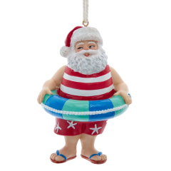 Елочная игрушка "Санта с кругом" 9,5 см