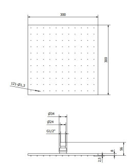 Лейка для душа iB Rubinetti Monamour MA031NP, потолочная, 30х30 см, черный матовый