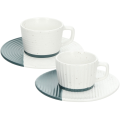 Набор чашек для эспрессо с блюдцами Rice 90 мл, 4 предмета, бирюзовый