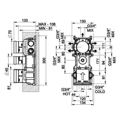 Внутренняя часть Gessi Parti Incasso 43111.031 смесителя термостатического