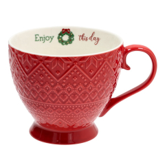 Чашка для завтрака Enjoy this day 445 мл, красная
