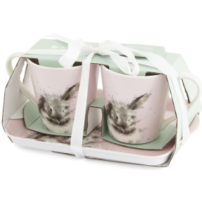 Набор кружек "Кролики" 180 мл на подносе, 3 предмета 