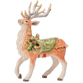 Фигурка "Олень в зеленой упряжке с цветком" 32 см