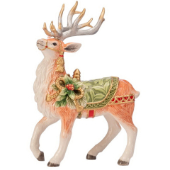 Фигурка "Олень в зеленой упряжке с цветком" 32 см