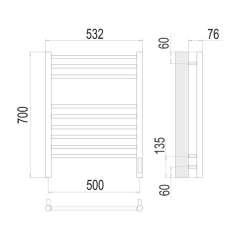 Полотенцесушитель Terminus Аврора 70х53, электрический, хром