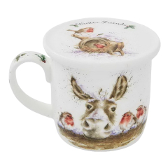 Кружка с подставкой Winter Friends (ослик и птицы) 310 мл