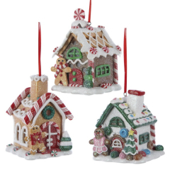 Елочная игрушка "Пряничный домик" 9 см, цвет в ассортименте