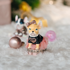 Елочная игрушка "Французский бульдог - девочка" 6,3 см
