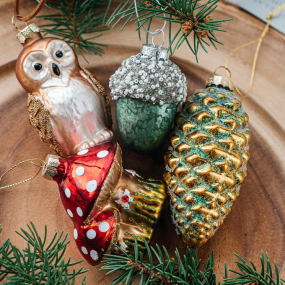 Елочная игрушка "Желудь зеленый" 5 см