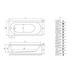 Ванна акриловая Excellent Oceana Mono 170x70, с ножками