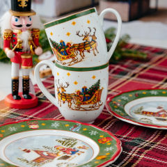 Набор чайный на 2 персоны Happy Wintertime, 4 предмета, зеленый