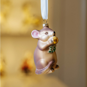 Елочная игрушка "Мышь" 8 см, цвет коричневый