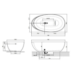 Ванна Antonio Lupi Eclipse 185х95, из материала Cristalplant, матовая, белая