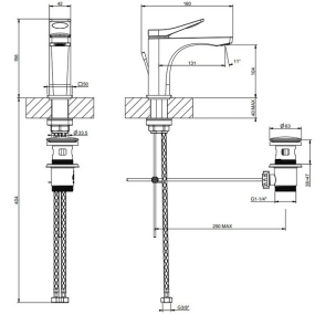 Смеситель для раковины Gessi Rilievo 59005.708, медь брашированная PVD