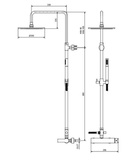 Душевая система iB Rubinetti Whynot WN127NP, лейка 25 см, черный матовый