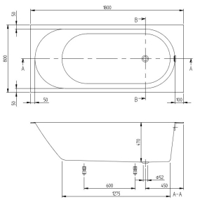 Ванна квариловая Villeroy & Boch Oberon 2:0 180х80 UBQ181OBR2DV-01