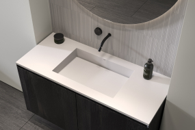 Раковина Holbi Polaris SR 140х55, из Soft Rock, белая матовая, с сифоном