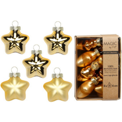 Набор елочных игрушек "Звезды" 4 см, 8 шт, цвет золото