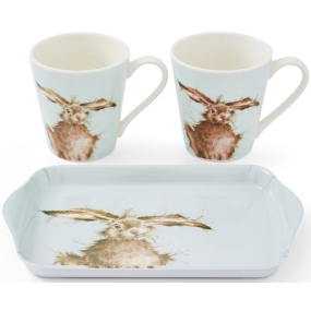 Набор кружек "Зайцы" 180 мл на подносе, 3 предмета