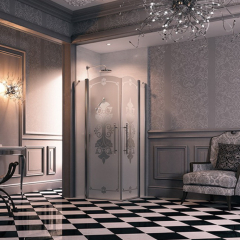 Душевой уголок Huppe Design victorian 90х90, стекло Frozen Grace 6 мм, профиль хром