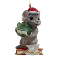 Елочная игрушка "Мышка наливает чай" 7,6 см