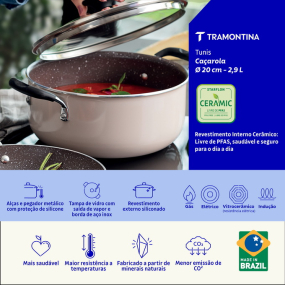 Кастрюля Tramontina Tunis 20 см, с крышкой, розовая