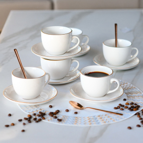 Набор чашек для эспрессо с блюдцами Madison Fascetta Oro 90 мл, 12 предметов