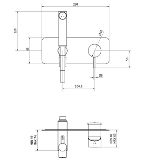 Смеситель для гигиенического душа iB Rubinetti MilanoTorino EMT706NP, черный матовый